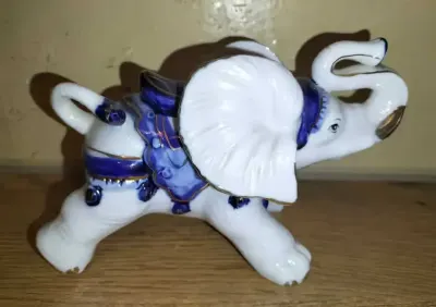 DUŻY SŁOŃ SZCZEŚCIA IDEALNY PREZET Śliczny porcelanowy zabytkowy obiekt VINTAGE — praca ja., Wrocław