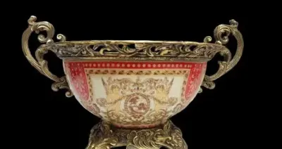 Elegancka patera porcelana brąz — praca Przemek, Łódź