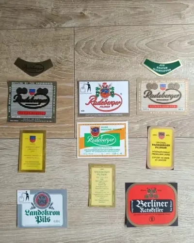 Etykiety piwne,Browar w Radebergu 1985r.nieużywane — praca Robert, Poznań