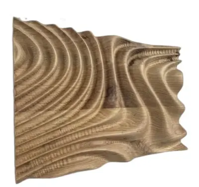 Dębowy panel ścienny 3D „Fale” 40 × 26,5 cm – dekoracja — praca Graver Studio, Chojnice