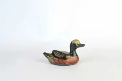 figurka ceramiczka kaczki dzika ręcznie malowana vintage retro lata 70 — praca Agnieszka, Poznań