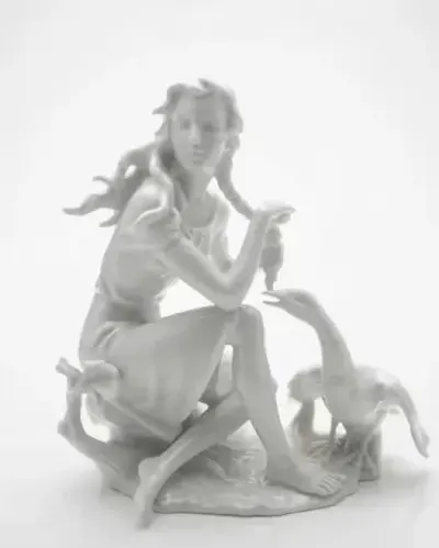 Figurka porcelana - dziewczyna z gąską — praca Boguszewski2, Warszawa