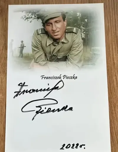 Franciszek Pieczka - oryginalny autograf 10x15 cm — praca Mateusz, Kraków