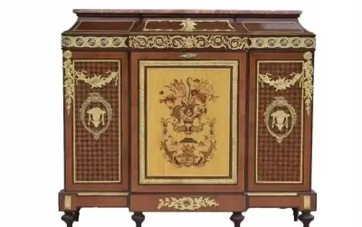 Francuska Komoda Empire - Drewno + Mosiądz Szafa - Intarsje Malunki — praca AntykiDecco, Kraków