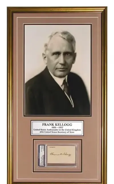 Frank Kellogg autograf w oprawie 1890 — praca Jolanta, Gdańsk