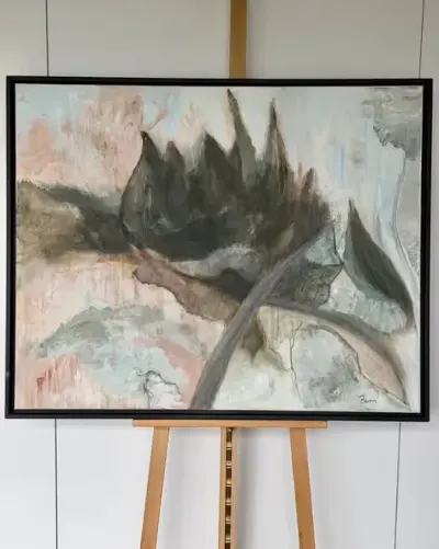 Gisela Zirn Duży Obraz Olejny 84x104 Betonstrukturen 1999 Premium Vintage Oryginał Abstrakcja XXL Niemiecki Informel Galeria Salon Architekt Design — praca ArtCollector, Szczecin