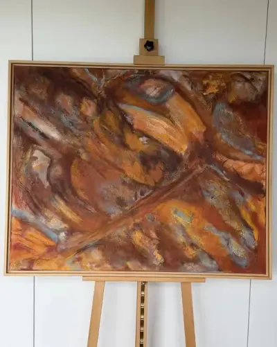 Gisela Zirn Duży Obraz Olejny 84x104 Magmaspalte 1999 Premium Vintage Oryginał Abstrakcja XXL Niemiecki Informel Galeria Salon Architekt Design Loft — praca ArtCollector, Szczecin