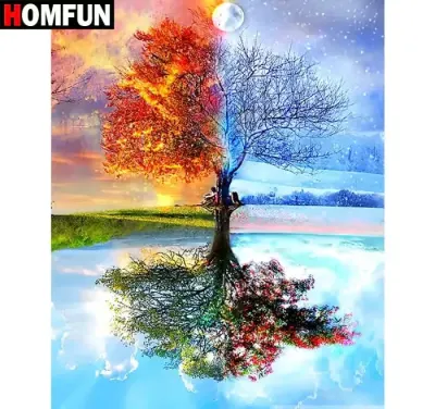 Haft Diamentowy Diamond Painting - drzewo 4 pory roku — praca Jakub, Gdańsk