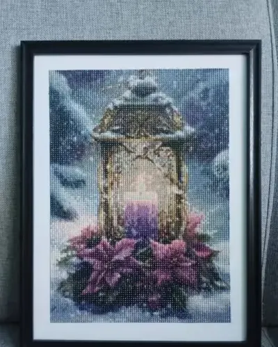 Haft diamentowy ręcznie robiony 40x50 — praca Anna, Łódź