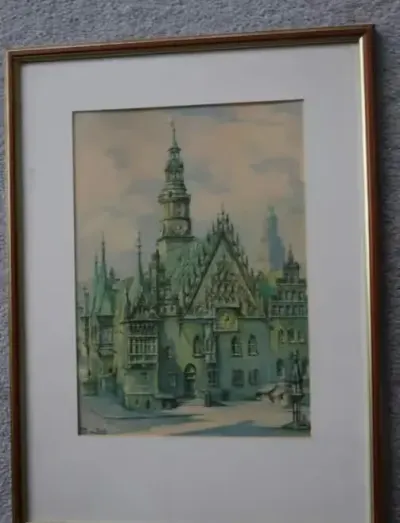 III Rzesza Wrocław Breslau Akwarela 1942 r — praca Andrzej, Wrocław
