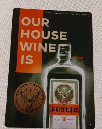 Jagermeister blaszany, metalowy szyld reklamowy. — praca Marcin, Warszawa