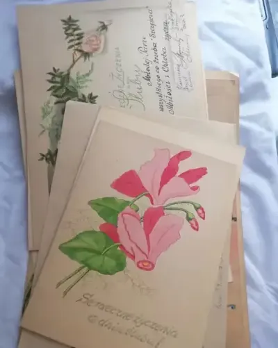 Kartki pamiątki ślubne 9szt 1955 — praca Hania, Poznań