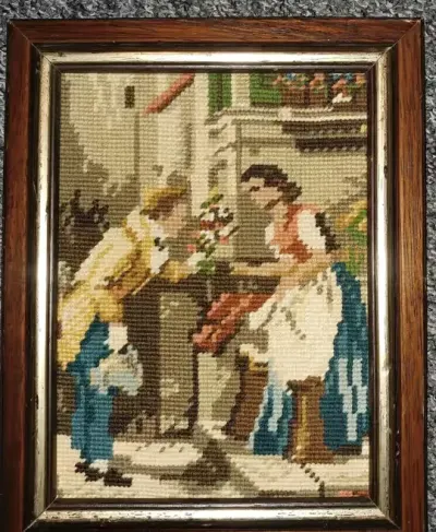 Kilim makata obraz wyszywanka Rama kolekcja Scena rodzajowa — praca Ewa, Kraków
