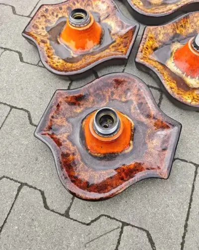 Kinkiety plafony ceramiczne Fat Lava West Germany  1szt. — praca Bart, Kraków