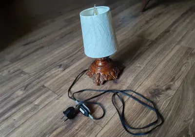 Lampa ceramiczna elektryczna vintage Mirostowice upcykling — praca Barbara, Gdańsk