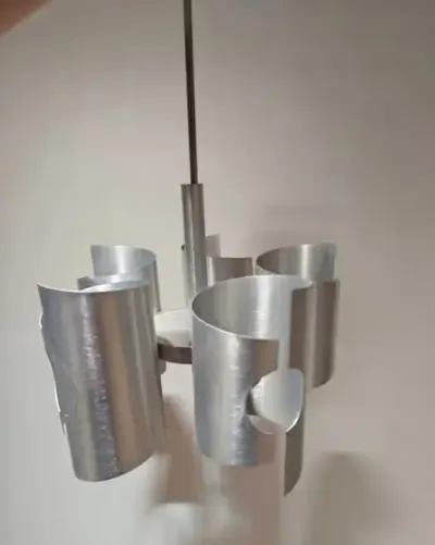 Lampa Vintage PRL Polam Bielsko-Biała | Typ D-155 | Lata 70. | Szczotkowane Aluminium — praca Jacek, Kraków