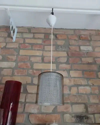 Lampa wisząca szklana Vintge Design lat 70 — praca Robert, Poznań