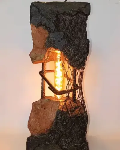 Lampa z betonu loft - SELENA -  księżycowy blask (5) 42 cm. — praca loft light, Gdańsk