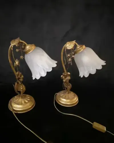 Lampki nocne metaloplastyka lata 80-te(cena za dwie sztuki) — praca Paweł, Szczecin