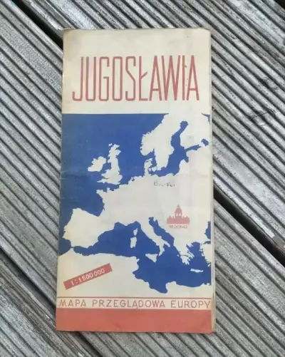 Mapa Jugosławii z 1971 r. — praca rareram, Kraków