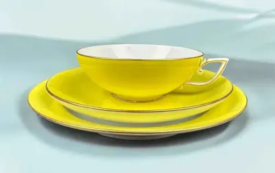 Meissen Miśnia ok. 1934 rok - komplet śniadaniowy kanarkowy — praca RAJ ART WODZKI, Warszawa