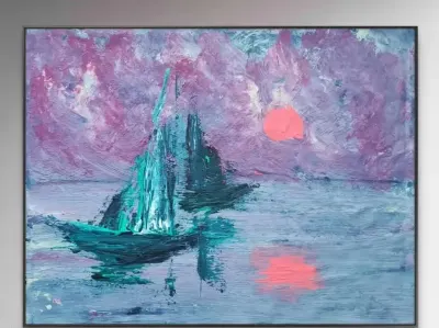 ""Między portem a morzem”, dyptyk akryl 2*45*60 cm, unikat, cert. — praca Agakhan, Poznań
