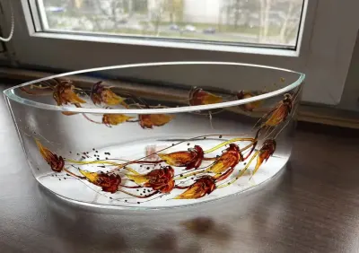 Misa szklana ciężka ozdobna — praca Anna, Łódź