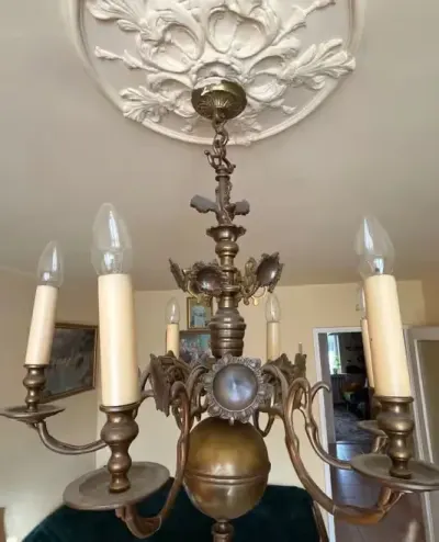 Mosiężna lampa sufitowa — praca Jolanta, Kraków