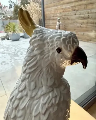Muzealna Figura Papuga 46cm Eichwald Majolica XIXw Unikat stan idealny — praca ArtCollector, Szczecin