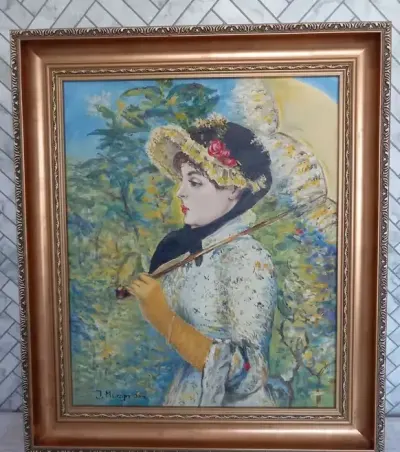 obraz na płótnie olejny wg Claude Monet Wiosna złota rama — praca Alicja, Warszawa