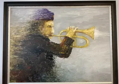 Obraz olejny „Jazz” – Marek Nowak, 72 × 57 cm, 2025 r. — praca Dominik, Poznań