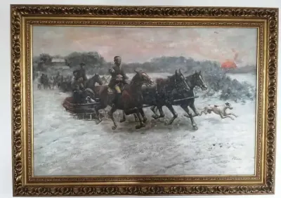 Obraz olejny na płótnie Alferd Wierusz-Kowalski 1885 Sanna Wieczorna — praca Radek, Warszawa