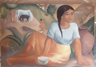 Obraz olejny na płótnie "La muchacha del huacal" - Indianka — praca zofiamariannabrzezinska, Poznań