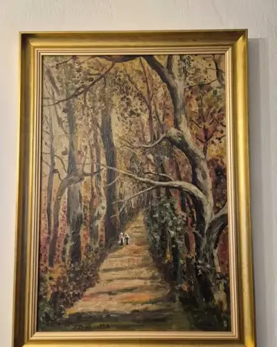 Obraz - Para w alei drzew 1928 r. - pejzaż - nowa rama — praca Andrzej, Warszawa