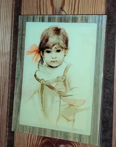 obrazek z dziewczynką- D. Muszyńska - Zamorska lata 70 rzadka — praca Paula, Łódź