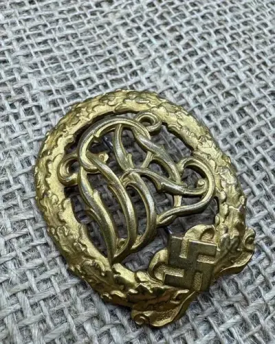 odznaka DRL sportowa 1j klasy pozłacana ww2 original — praca breslaumilitaria, Wrocław