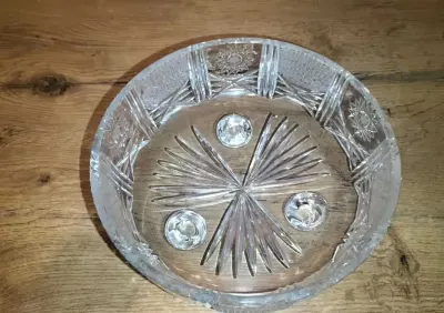 PIĘKNY-ORGINAŁ-ZABYTKOWA MISA Bohemia Crystal-kryształ ozdobny-lata 70 — praca ja., Wrocław