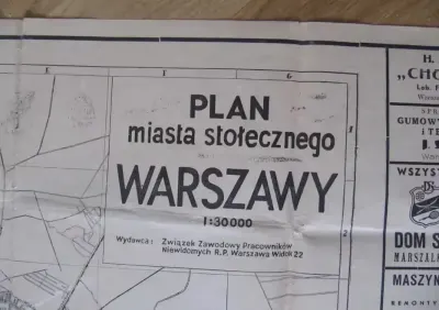 Plan miata stołecznego Warszawy ze spisem ulic powojenny unikat — praca Basia, Warszawa