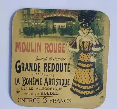 Podkładki z lat 50 drewniane Moulin Rouge "i inne" — praca ViolettAmethyst, Łódź