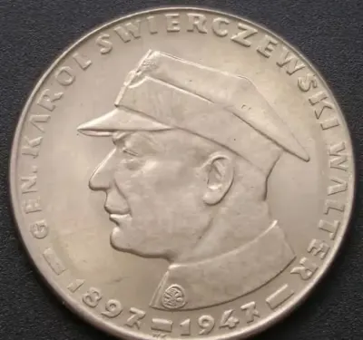 Polska 10 złotych 1967 - Karol Świerczewski - Walter - stan 1/2 — praca Andres, Łódź