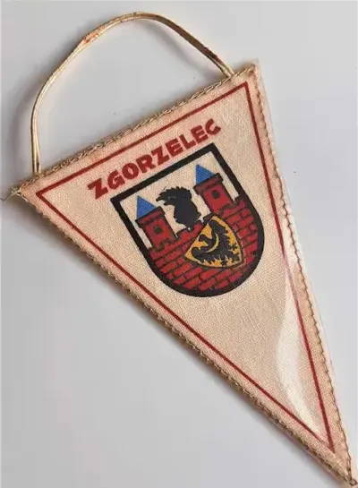 Proporczyk Zgorzelec Herb Polska Orzeł bez korony — praca Proporczyki z PRLu, Łódź
