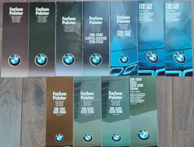 Prospekt BMW 5 E12 6 E24 7 E23  Lakiery i tapicerki 2/77 — praca Artur, Łódź