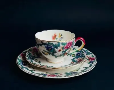 Przedwojenna ROYAL CAULDON  Stara Kolekcjonerska Filiżanka Angielska Ceramika Koronka Vintage — praca Porcelana Vintage, Kraków