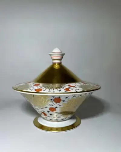 Ręcznie malowana porcelanowa bomboniera art deco Bavaria Ullersricht-Weiden lata 20 antyk vintage — praca Paweł, Kraków