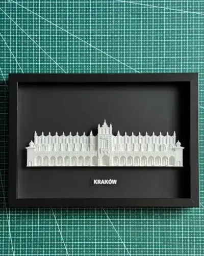 Relief 3D Sukiennice Kraków | Autorska dekoracja w ramie | Pamiątka z Krakowa 20x30 cm — praca Viktor_3D, Kraków
