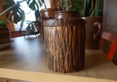 Rustykalna szkatuła vintage - drewno, skóra, metal — praca Ludwika, Kraków