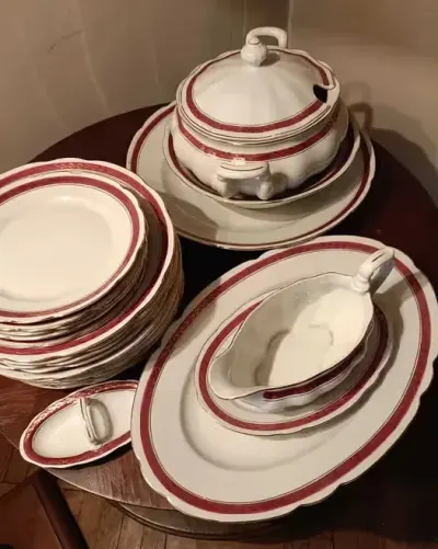Serwis porcelanowy obiadowy Ćmielów PRL — praca Mirka, Łódź