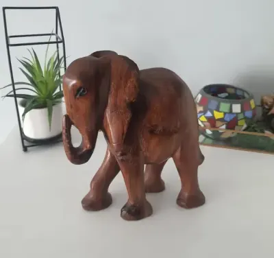 Słoń słonik figurka drewniana Tajlandia NOWA — praca Anna, Kraków