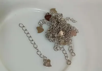 Srebrna przedłużka do bransoletki łańcuszka 3 cm Rodowana Srebro 925 — praca Mojl, Gdańsk