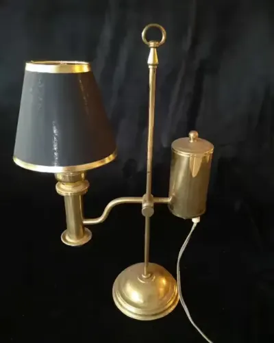 Stara mosiężna lampa biurkowa w stylu Empire — praca Paweł, Szczecin